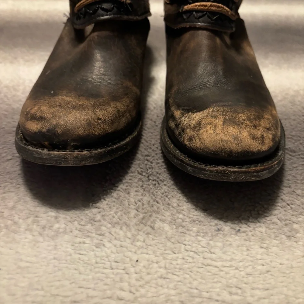 Freebird by Steven Slay Brown Distressed Leather Strap Ankle Booties 8